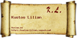 Kustos Lilian névjegykártya